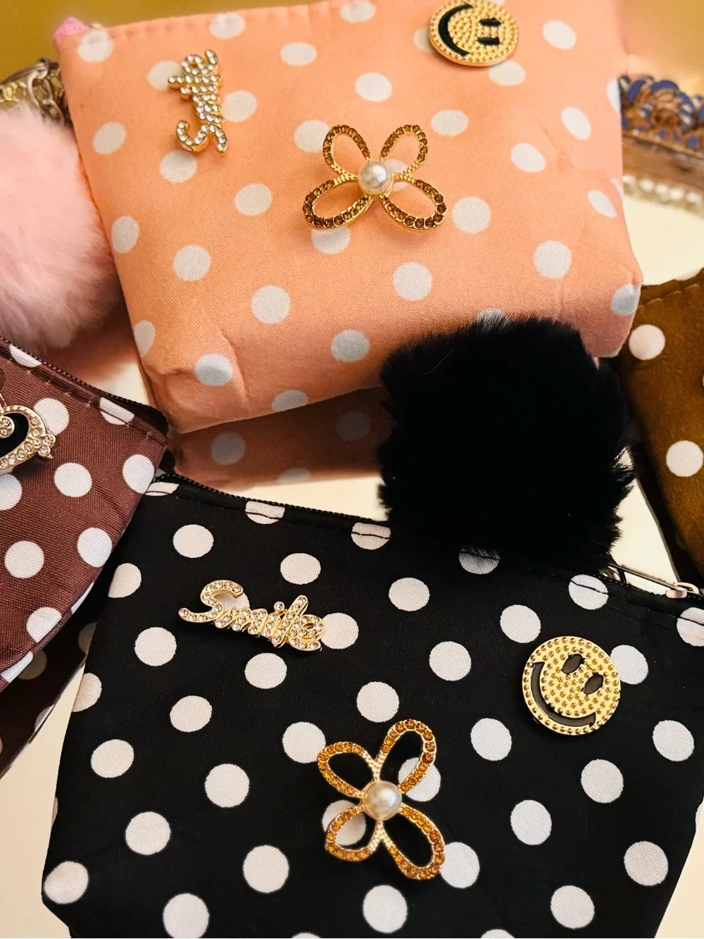 NWOT Embellished Polka Dot Coin Pouch Keychain – Choose ONE